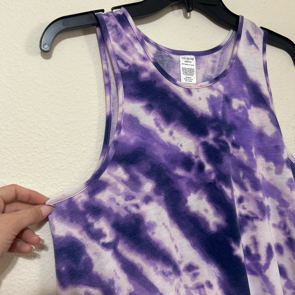 West Loop Purple Tie-Dye Sleeveless T-Shirt Dress - Size Medium - Picture 4 of 6